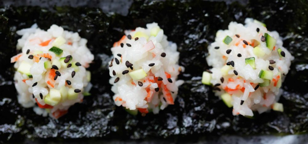 Crab and Cucumber Sushi Rice Balls