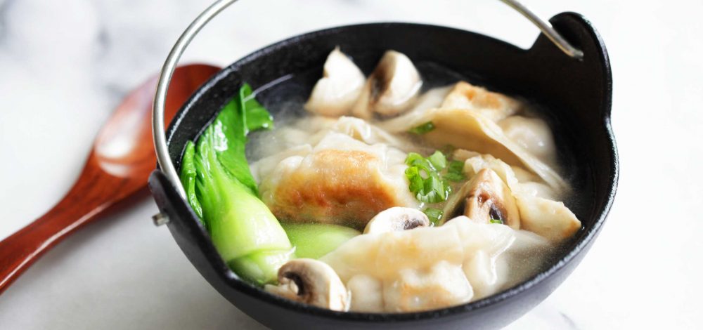 Mushroom and Bok Choy Potstickers Soup