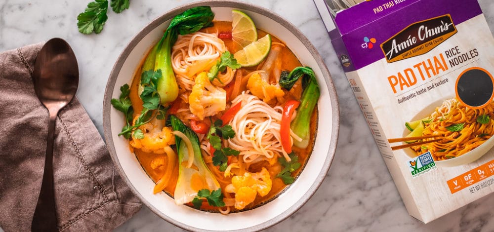 Coconut Red Curry Rice Noodle Soup