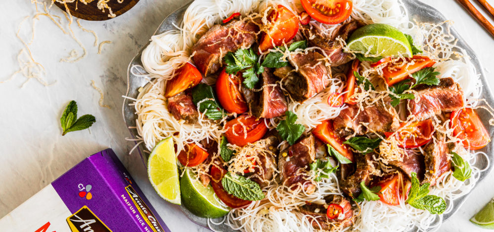 Thai Steak Salad with Maifun Noodles Two Ways