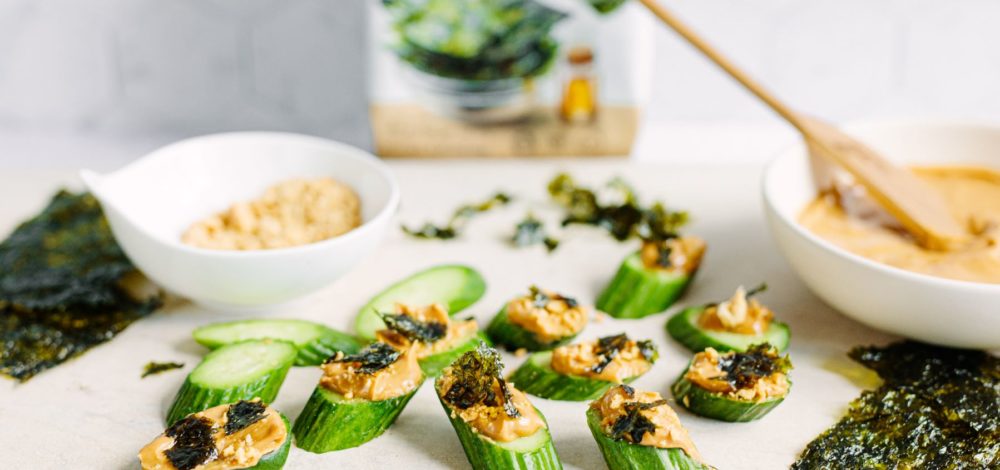 Peanut Butter and Seaweed Cucumber Snacks