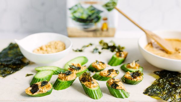 Peanut Butter and Seaweed Cucumber Snacks