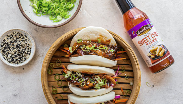 Sweet Chili BBQ Mushroom Bao Buns with Asian-Style Salad