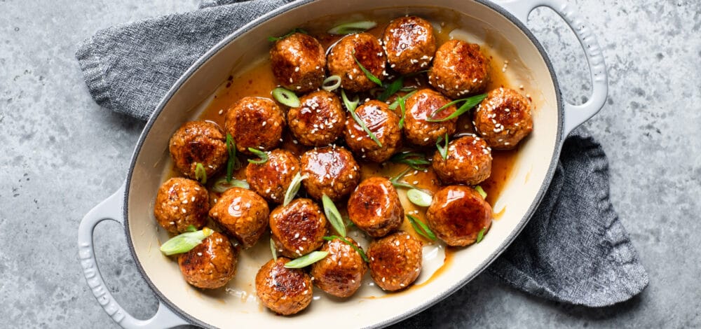 Orange Chili Glazed Vegan Meatballs