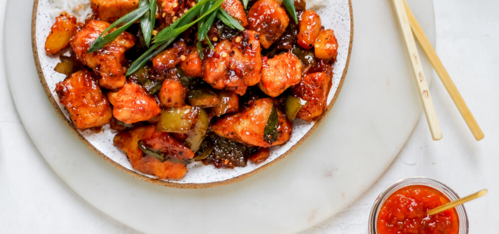 Sweet Chili Stir Fry with Pineapple, Tomato, and Green Bell Pepper