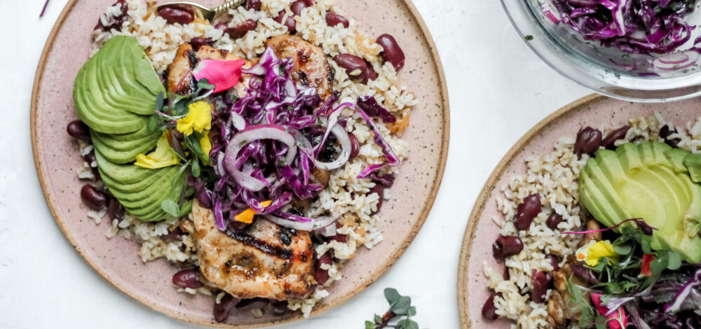 Floral Caribbean Chicken Bowls